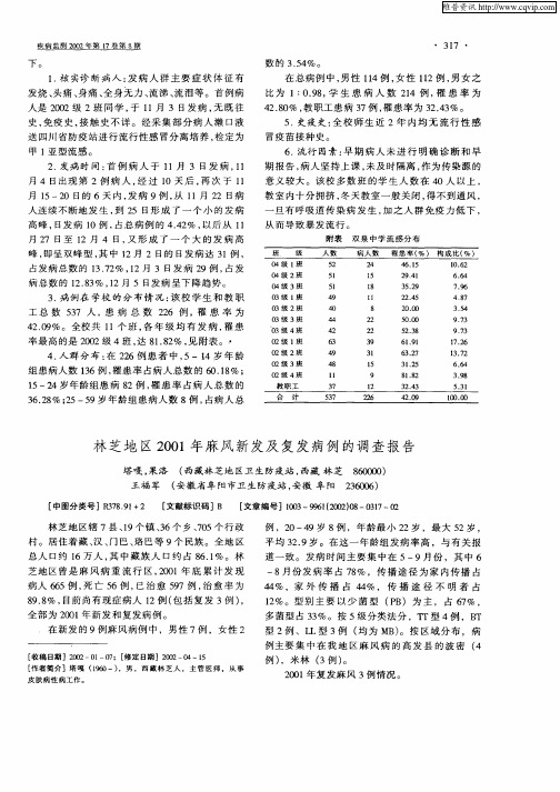 林芝地区2001年麻风新发及复发病例的调查报告