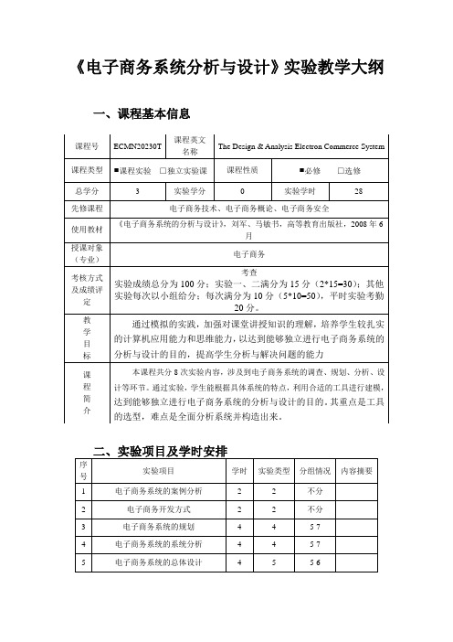 电子商务系统分析与设计实验课程教学大纲12-13(2)