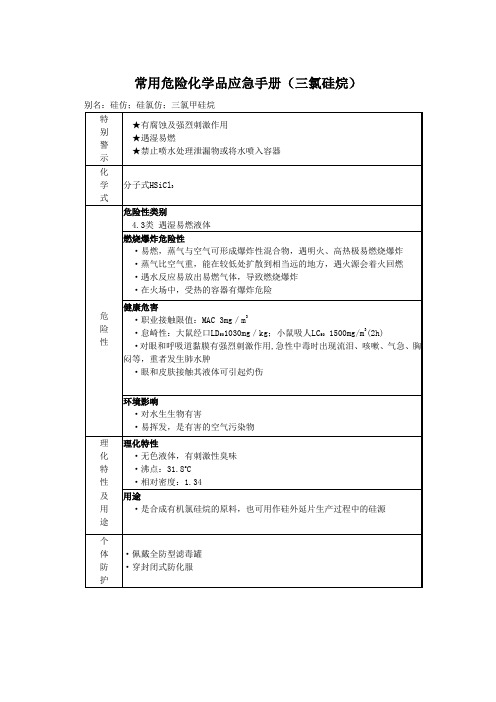 常用危险化学品应急手册(三氯硅烷)