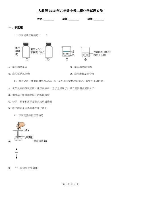 人教版2019年九年级中考二模化学试题C卷(模拟)