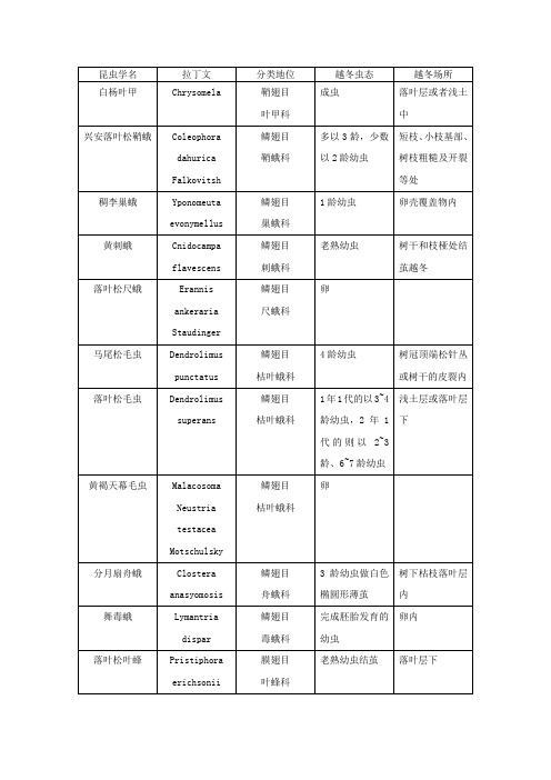 (精选)昆虫学名