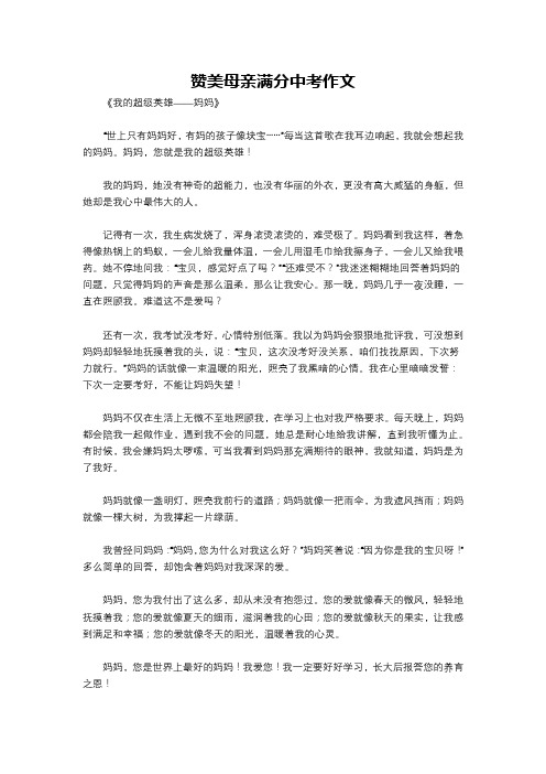 赞美母亲满分中考作文