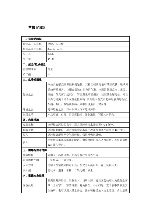 草酸MSDS（PDF）