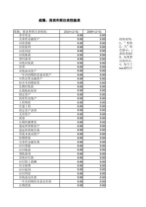 审计表格模板附注汇总表-普通