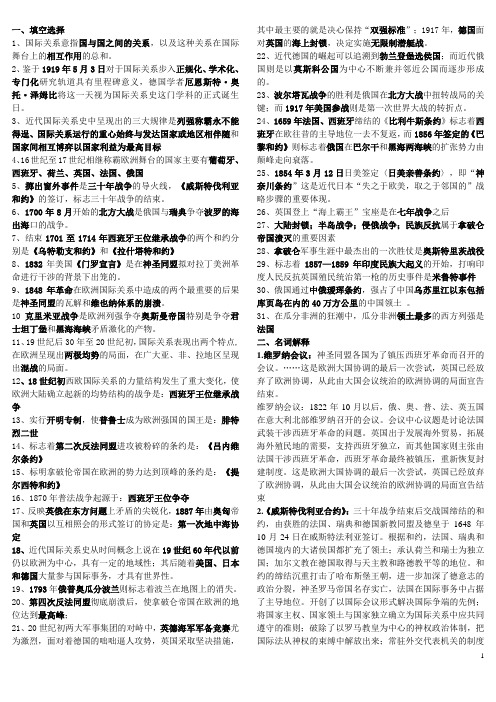 近代国际关系史期末复习要点