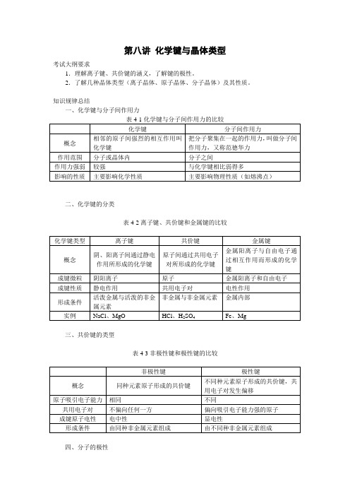 (完整版)化学键与晶体类型