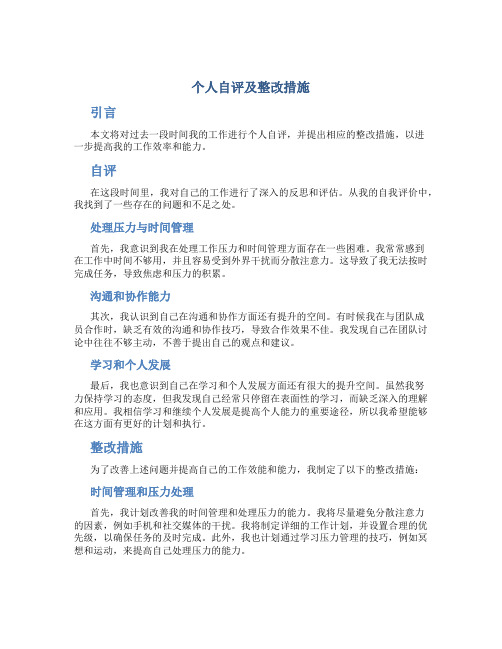 个人自评及整改措施