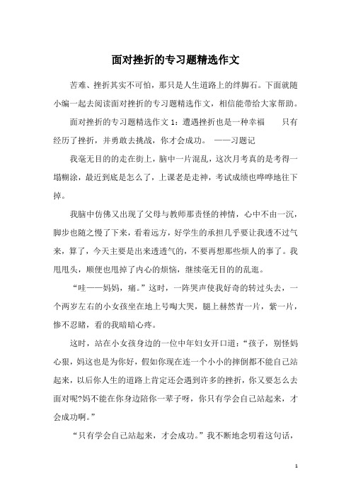 面对挫折的专习题精选作文