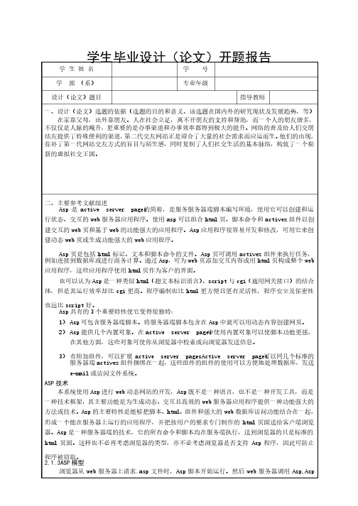 交友网站开题报告（A4）