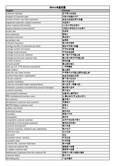 metro中英对照