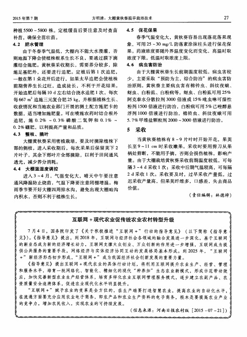 互联网+现代农业促传统农业农村转型升级