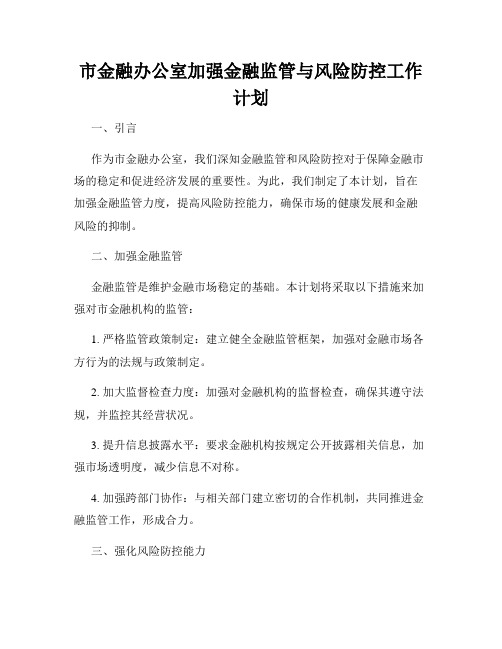 市金融办公室加强金融监管与风险防控工作计划