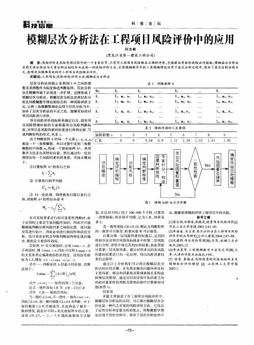 模糊层次分析法在工程项目风险评价中的应用