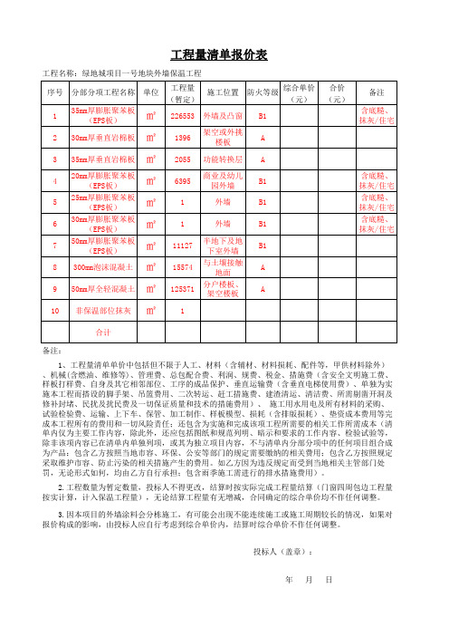 综合单价分析表