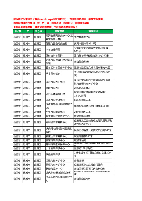 2020新版山西省运城市盐湖区汽车保养工商企业公司商家名录名单联系电话号码地址大全112家