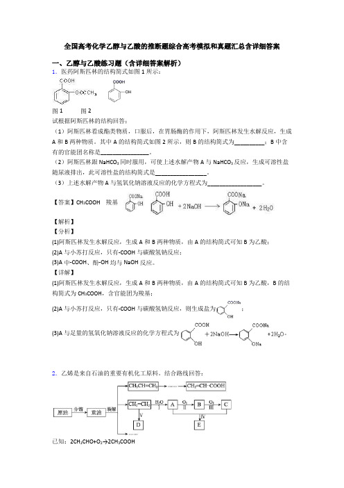 全国高考化学乙醇与乙酸的推断题综合高考模拟和真题汇总含详细答案