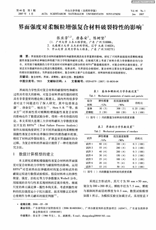 界面强度对柔颗粒增强复合材料破裂特性的影响