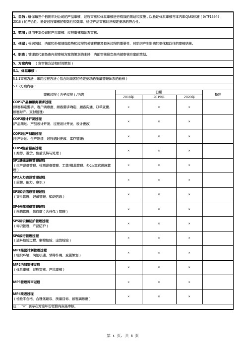 IATF16949内部审核方案范例