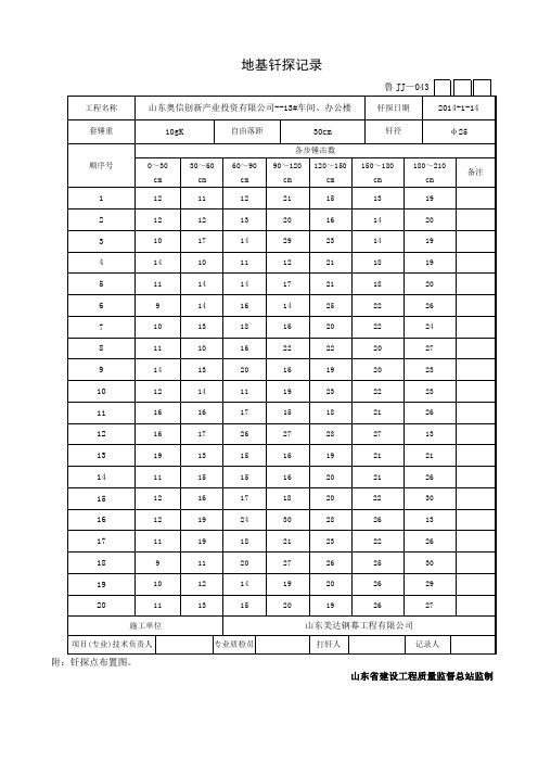 体育馆17鲁JJ_043地基钎探记录13车间