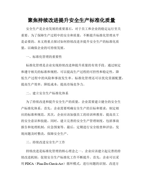 聚焦持续改进提升安全生产标准化质量