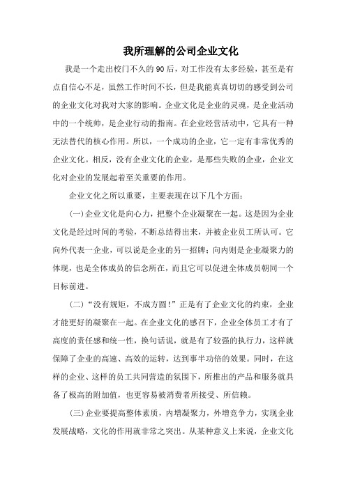 我所理解的公司企业文化教学提纲