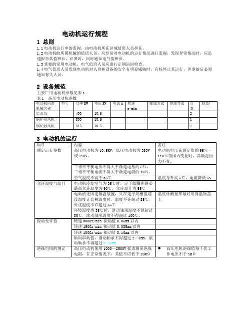 电动机运行规程