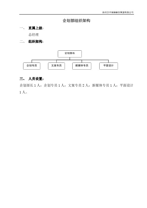 (完整word版)企划部组织架构及岗位说明书