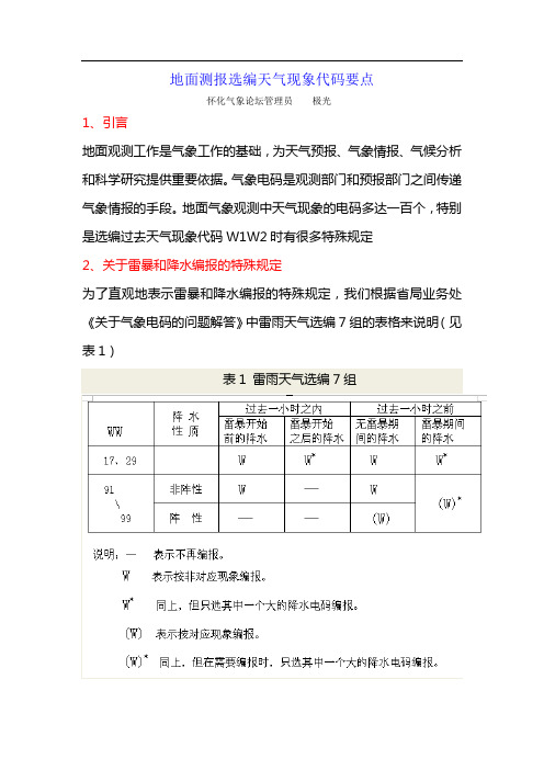 地面测报选编天气现象代码要点