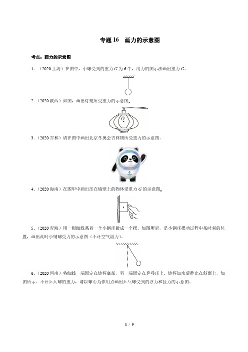 专题16画力的示意图 (原卷版)