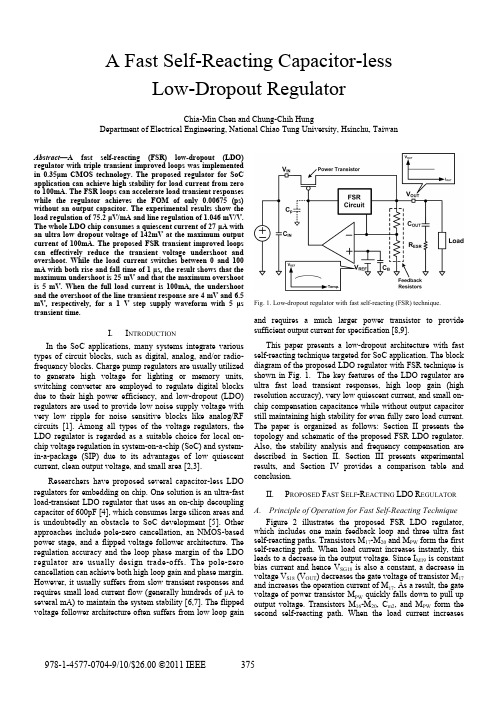 A Fast Self-Reacting Capacitor-less Low-Dropout Regulator