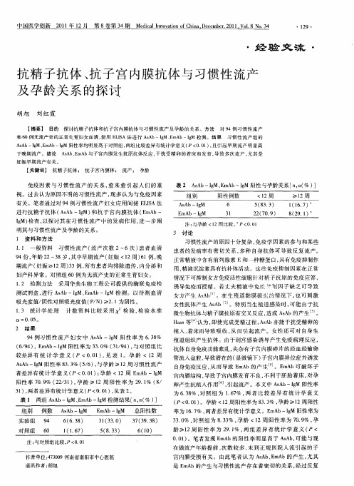 抗精子抗体、抗子宫内膜抗体与习惯性流产及孕龄关系的探讨