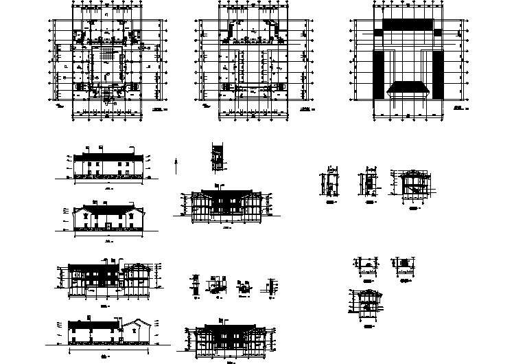 某地区二层古建筑设计方案规划施工图