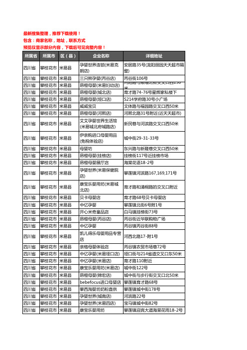 新版四川省攀枝花市米易县母婴店企业公司商家户名录单联系方式地址大全31家