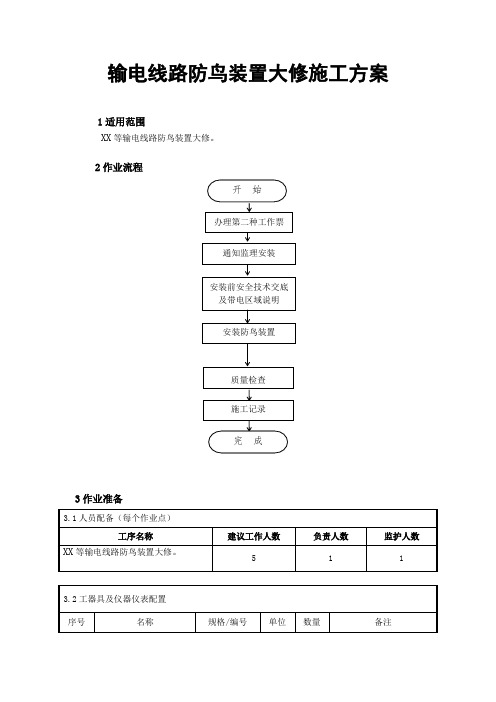 输电线路防鸟装置大修施工方案