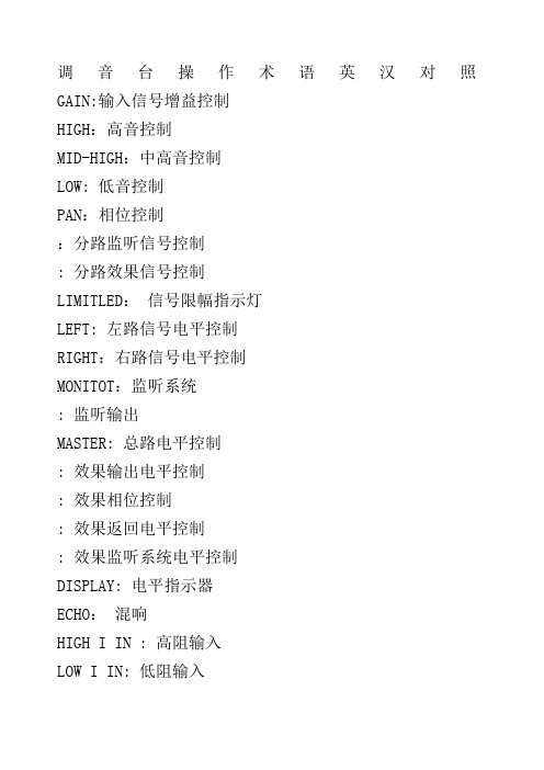 音响师新手入门基础