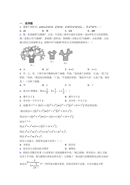 深圳市罗湖育龙学校高中数学选修2-2第一章《推理与证明》测试(有答案解析)