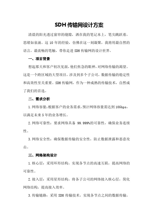 SDH传输网设计方案