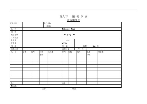 订货明细表