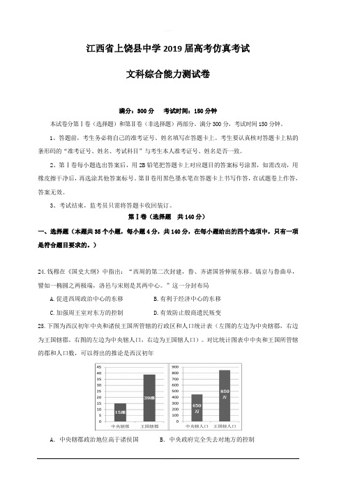 江西省上饶县中学2019届高三仿真考试历史题附答案