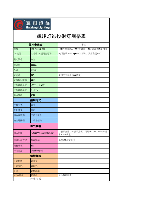 3W射灯参数表