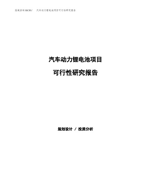 汽车动力锂电池项目可行性研究报告模板及范文