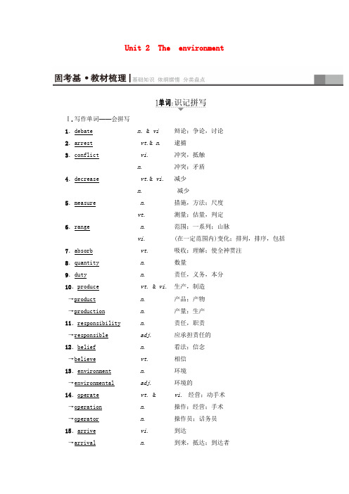 2018版高三英语基础知识解读Unit2Theenvironment教师用书牛津译林版