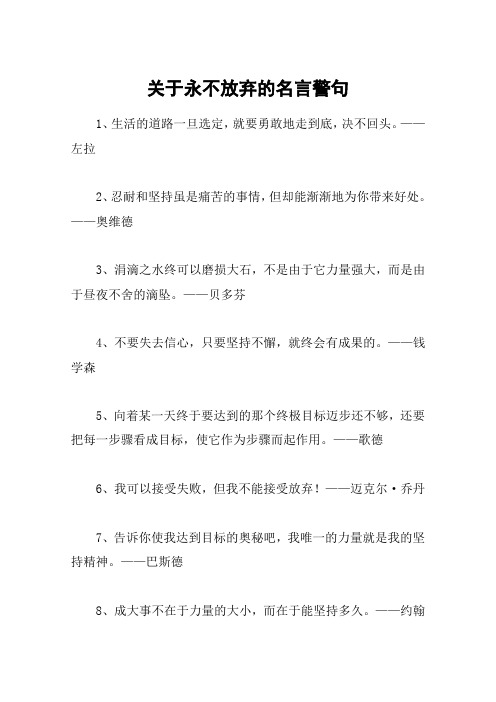 关于永不放弃的名言警句