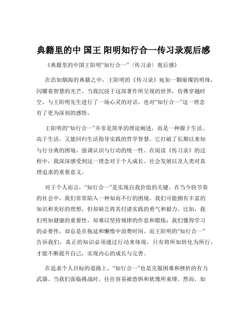 典籍里的中 国王 阳明知行合一传习录观后感