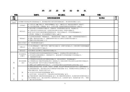 病历质量检查表