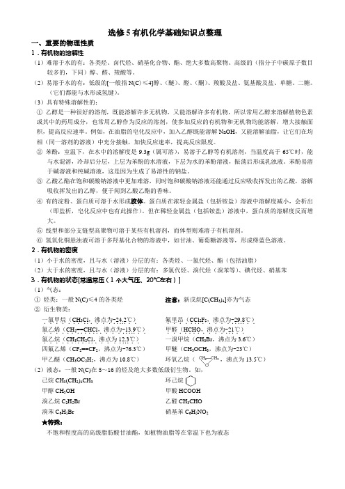 高中化学选修五1-5章详细知识点整理