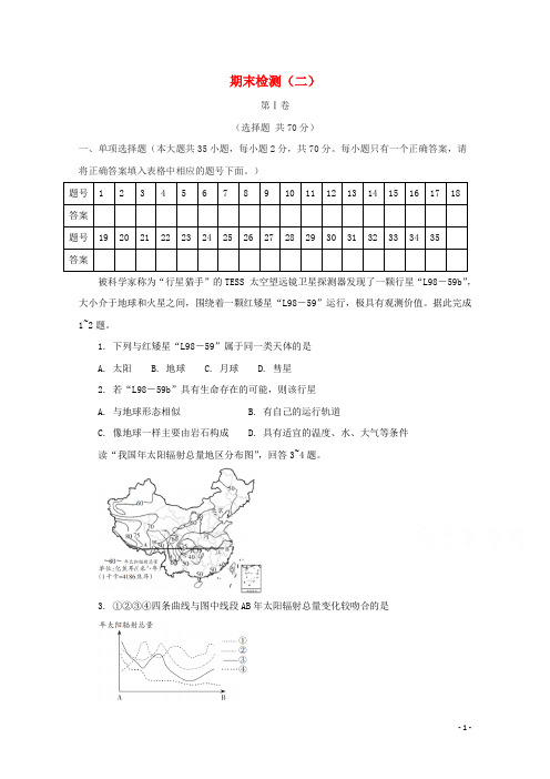 2020_2021学年新教材高中地理期末检测二含解析湘教版必修1