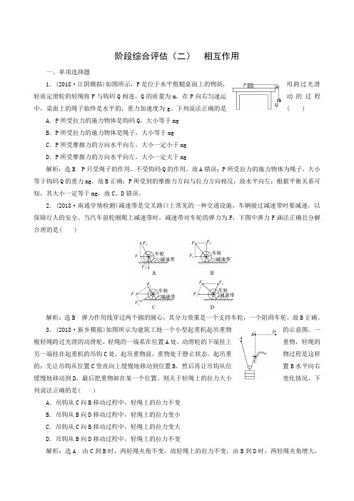 2019版高考物理一轮复习江苏专版：阶段综合评估(2) 相互作用