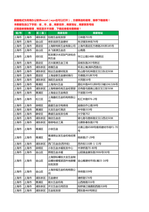 2020新版上海市五金工商企业公司商家名录名单黄页联系电话号码地址大全5498家