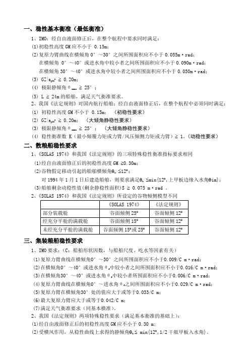 货运稳性要求